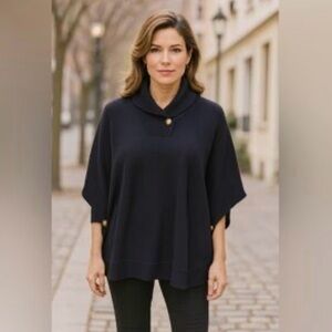 Ralph Lauren Black Sweater Knit Poncho Sweater Size Large